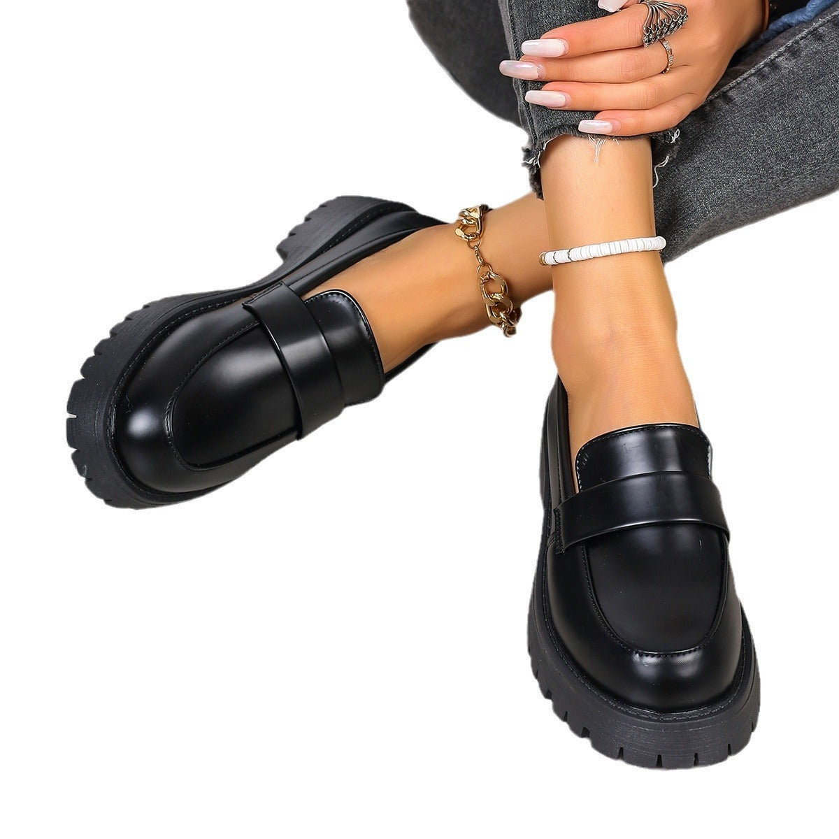 Clara – Chaussures Plateforme Style Britannique Noires