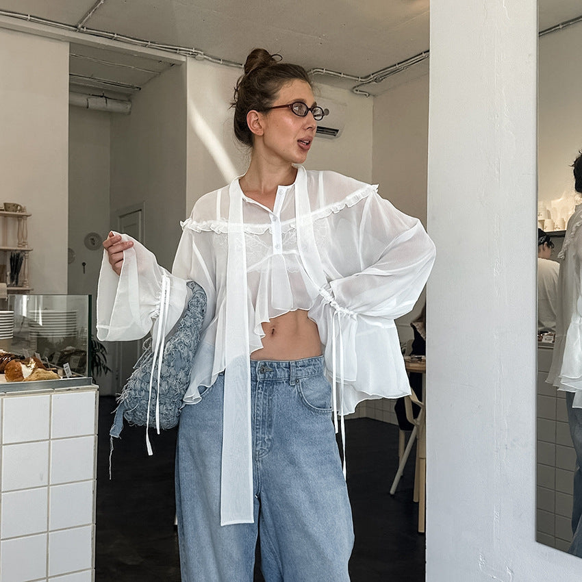 Abigail – Chemise Cardigan à Épaules Tombantes