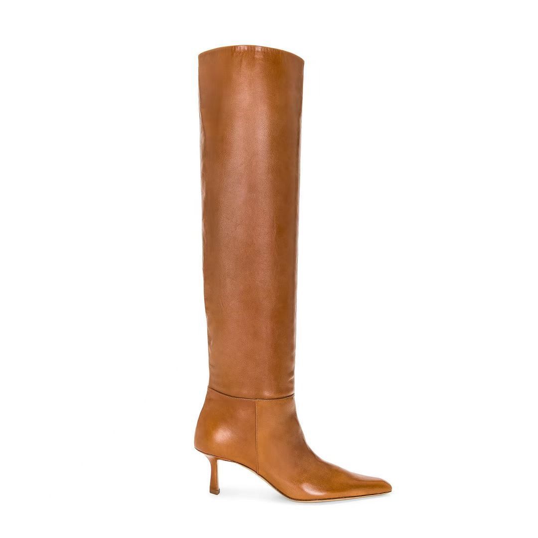 Shannon – Bottes à Talon Aiguille Style Plissé pour Femmes