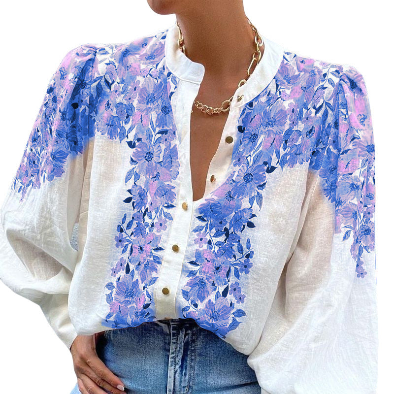 Jean – Chemise Ample à Manches Longues Imprimée