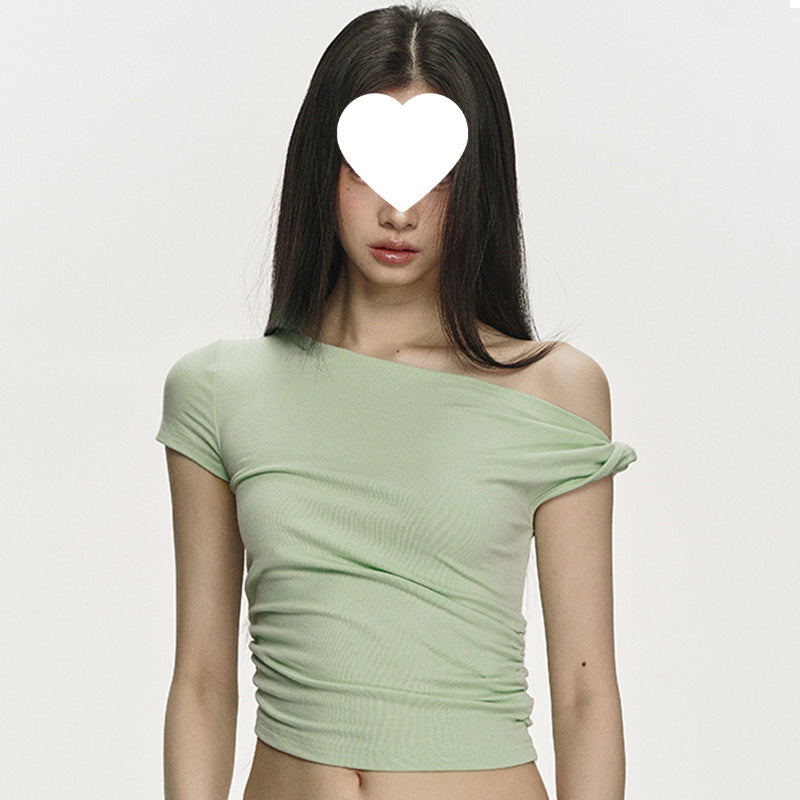Anne – T-shirt court en coton à manches courtes, style épuré et ajusté