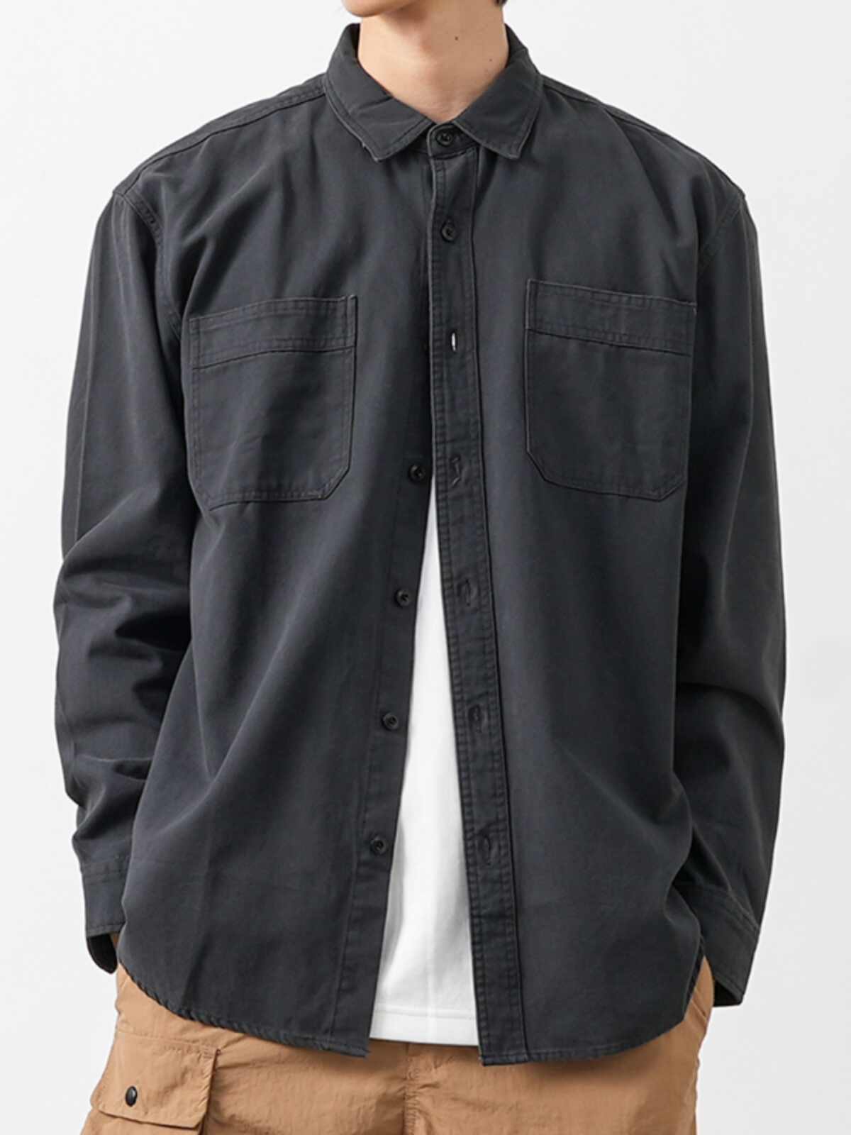 Jack – Chemise Casual Rétro en Coton Gris