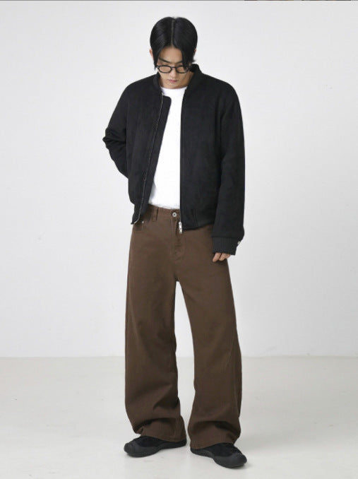 Nathaniel – Pantalon Droit Rétro Coton Marron