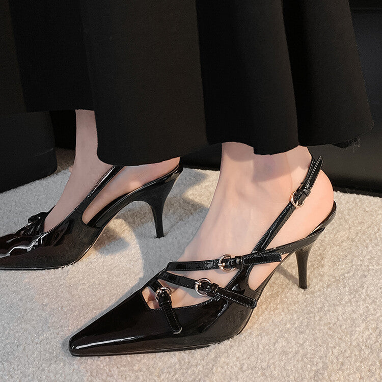Stephanie – Escarpins Féeriques à Talons Aiguilles avec Boucle Ceinture