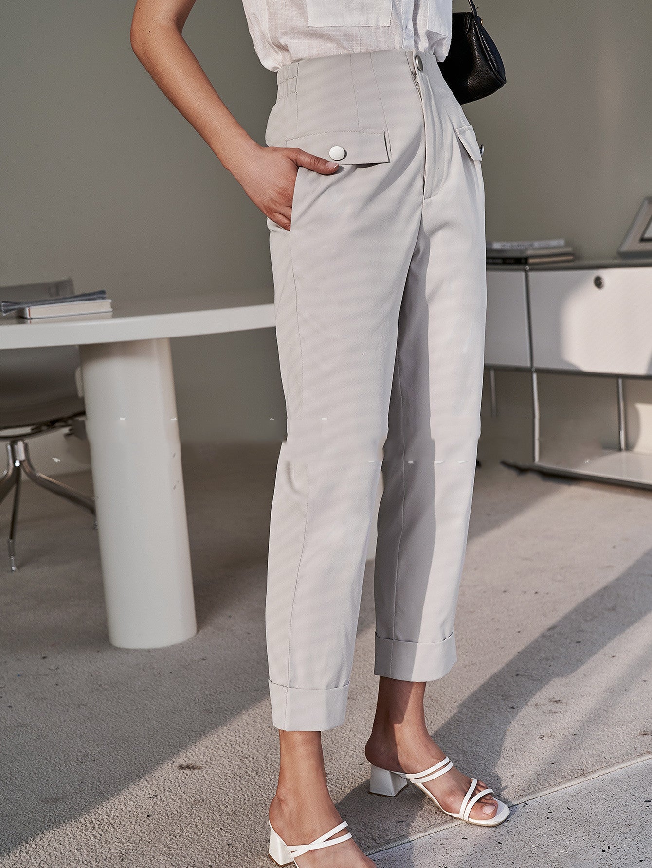 Emma – Pantalon Commuter Droit à Taille Haute