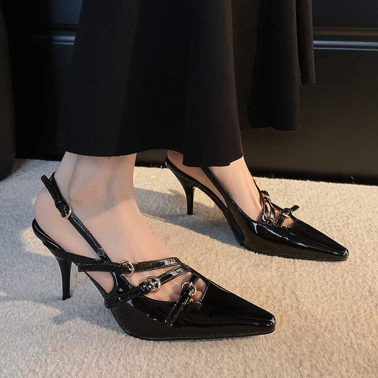 Stephanie – Escarpins Féeriques à Talons Aiguilles avec Boucle Ceinture