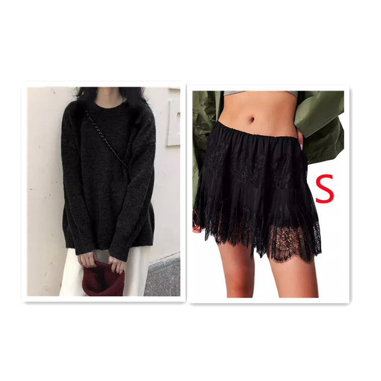 Carly – Jupe en Dentelle Taille Haute avec Ourlet