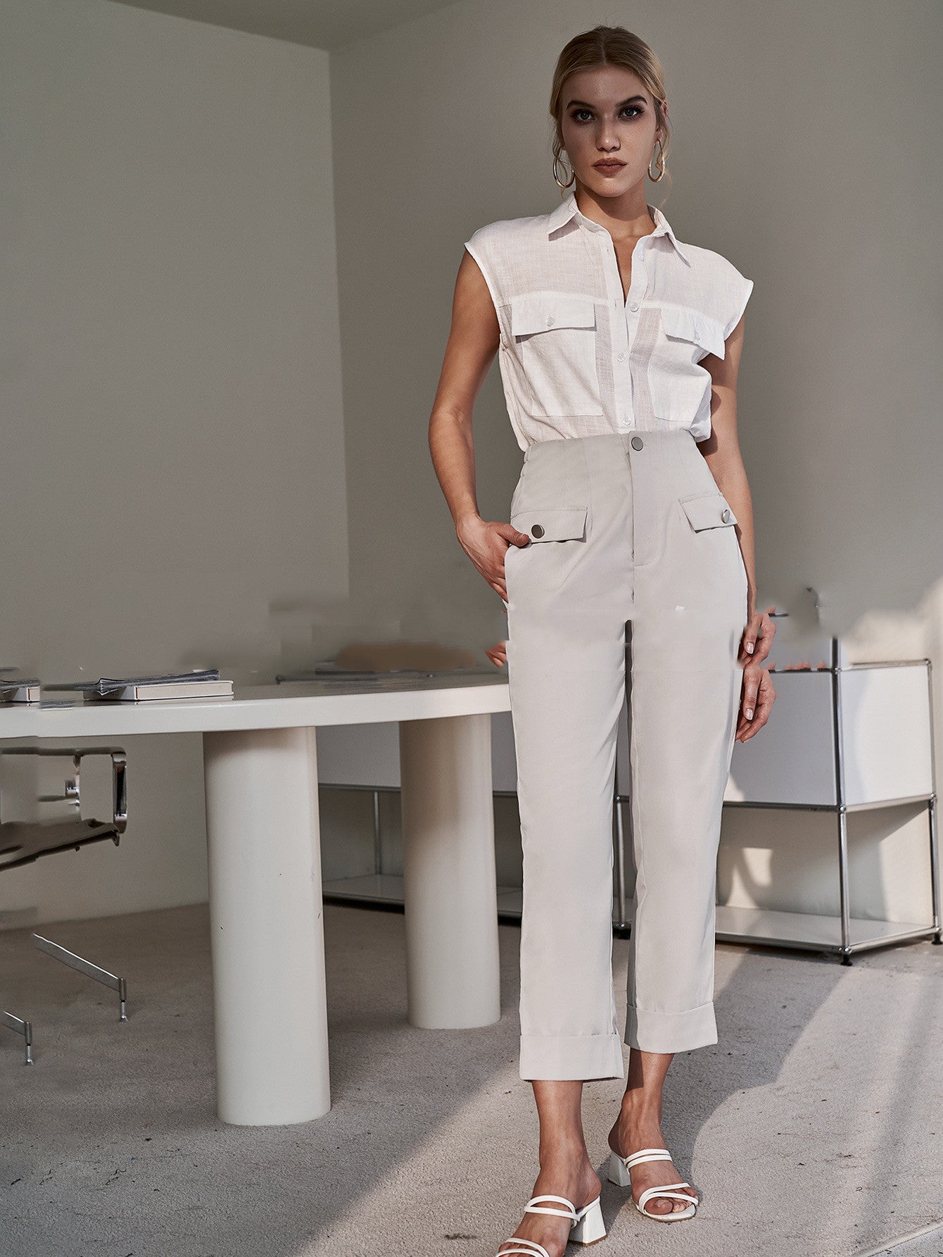 Emma – Pantalon Commuter Droit à Taille Haute