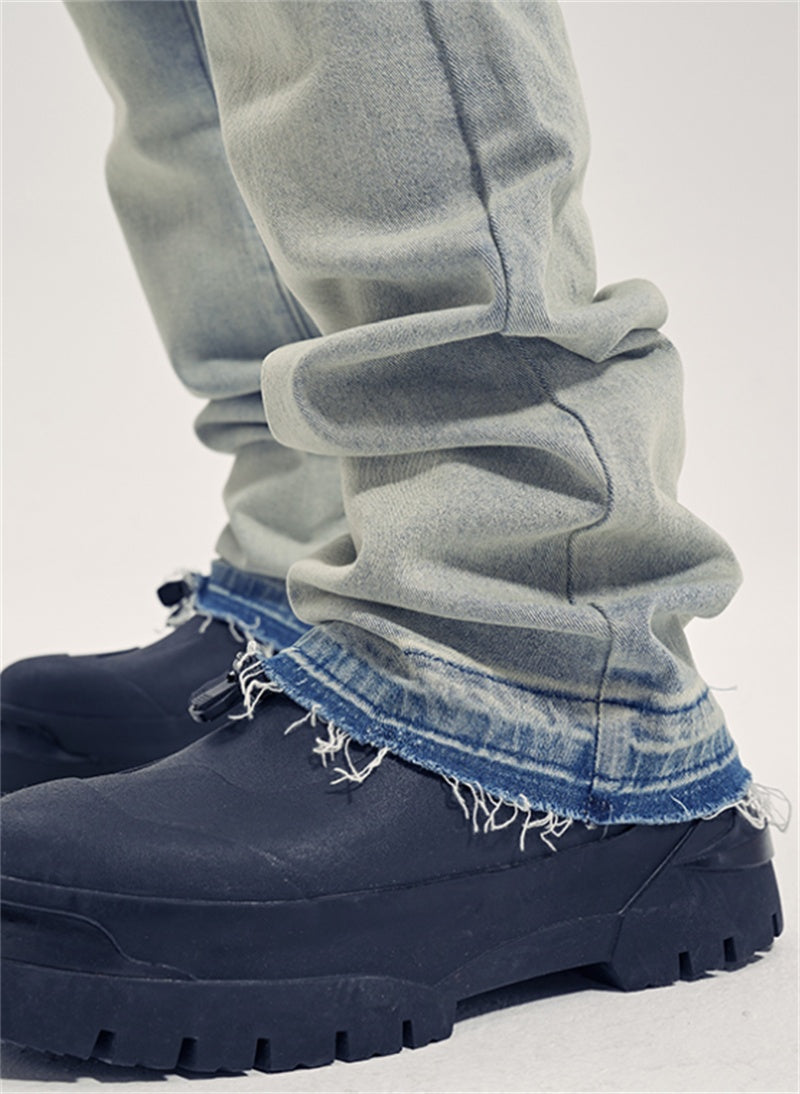 Garry – Jean Évasé Tendance Slim Fit Usé et Effiloché