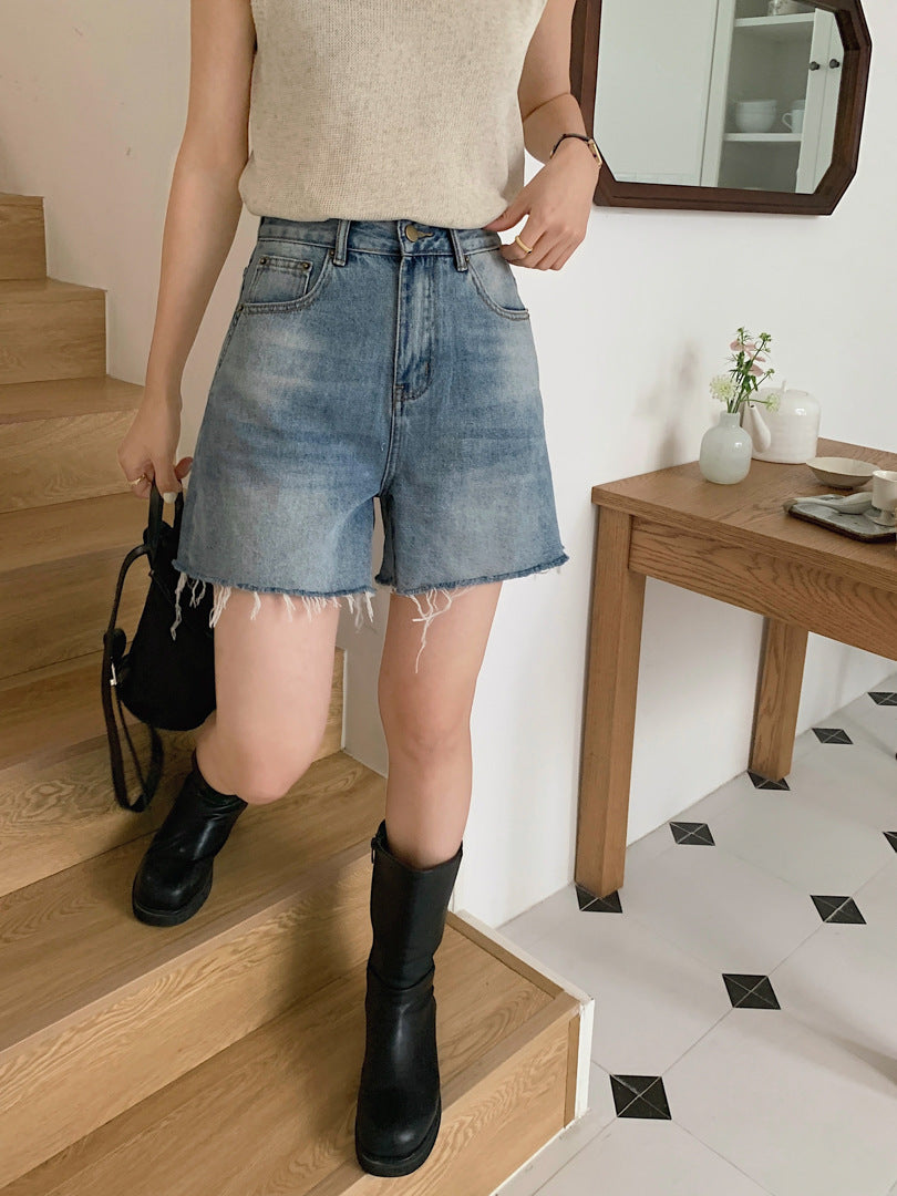 Denise – Short en Jean Décontracté avec Bords Bruts