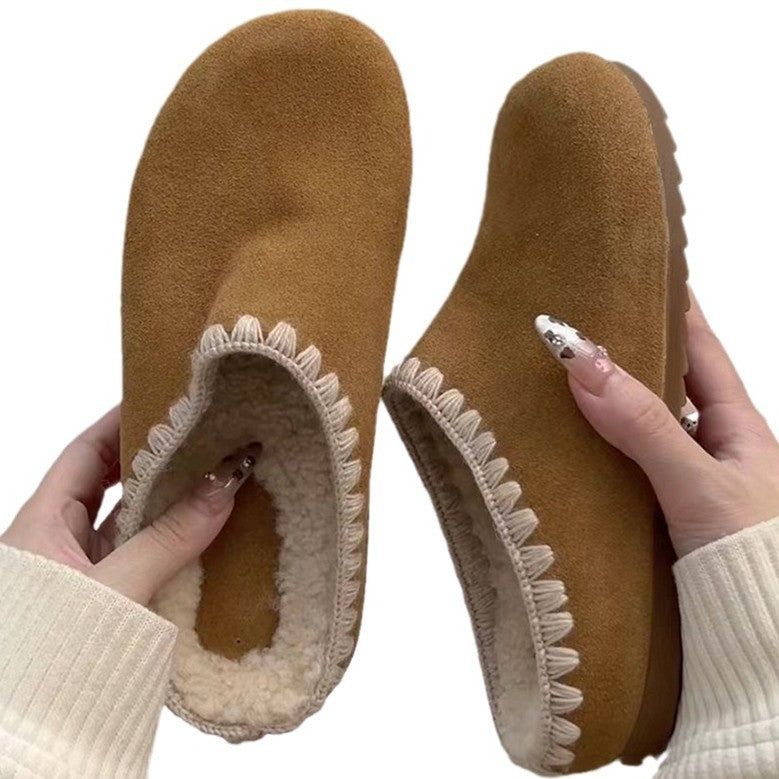 Sara – Chaussons Fermés Doublés en Polaire avec Plateforme en Fourrure