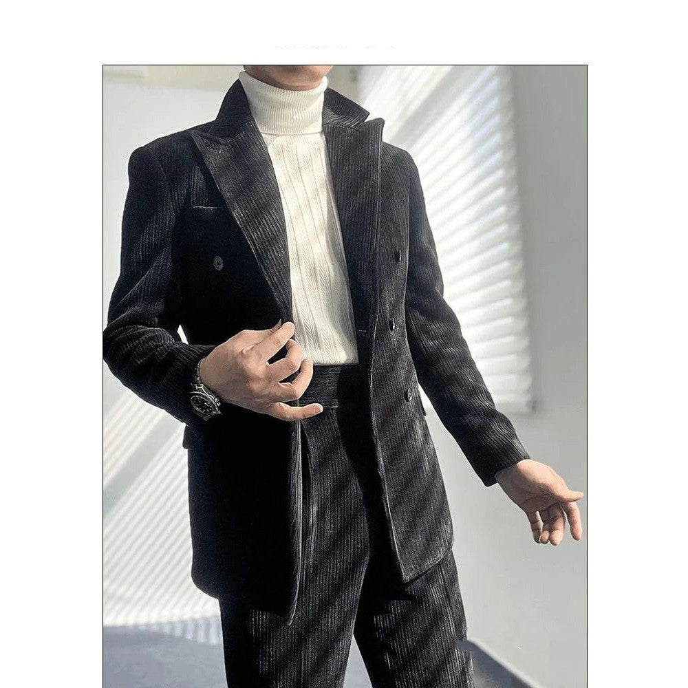 Eric – Costume rétro en velours côtelé simple