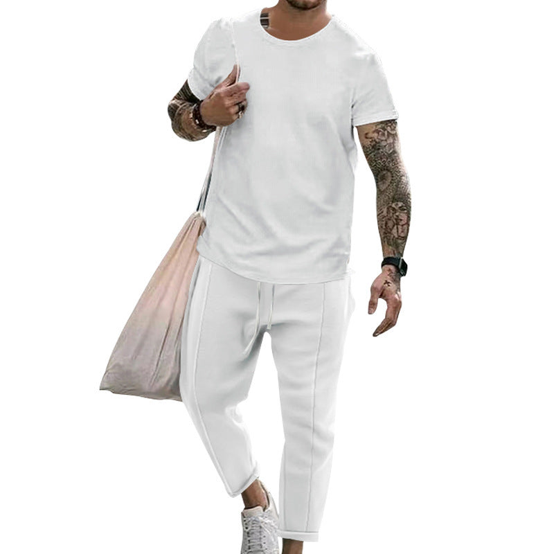 Glen – Ensemble T-shirt à Manches Courtes et Pantalons de Mode Décontractés pour Hommes