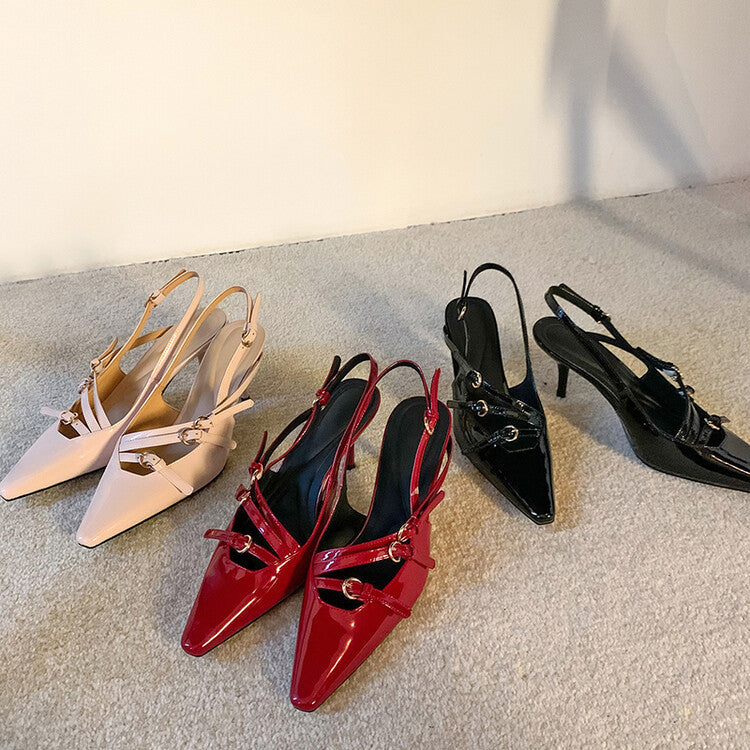 Stephanie – Escarpins Féeriques à Talons Aiguilles avec Boucle Ceinture