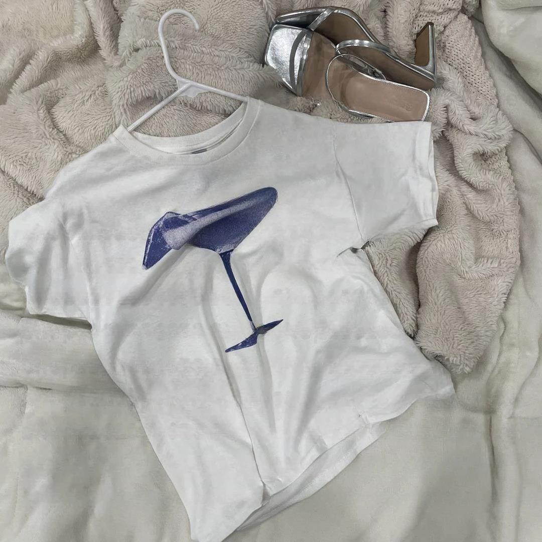 Louise – T-shirt en coton avec verre à cocktail