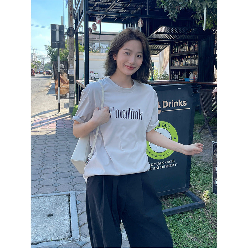 Stéphanie – T-shirt à Manches Courtes avec Imprimé Lettres