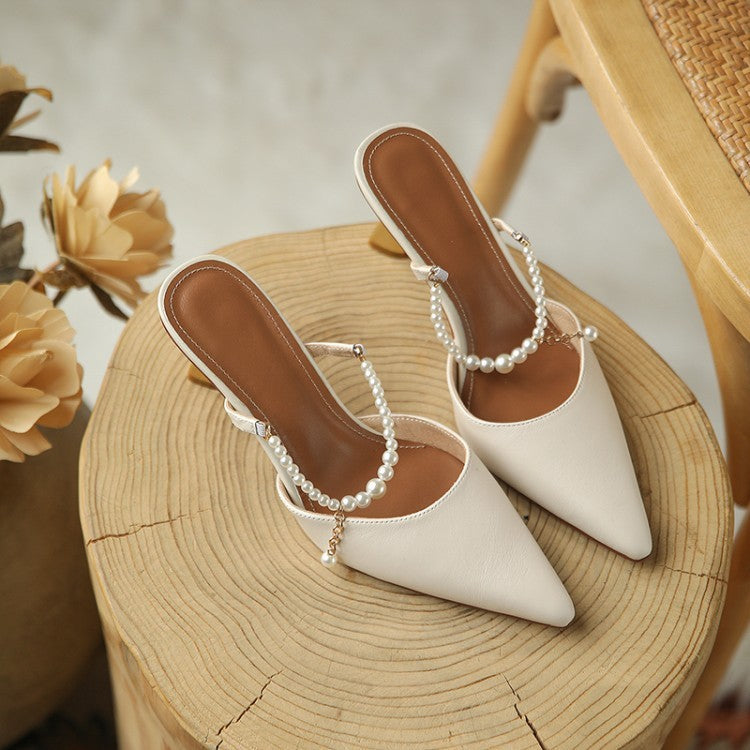 Audrey – Sandales à Talons Hauts avec Chaîne en Perles