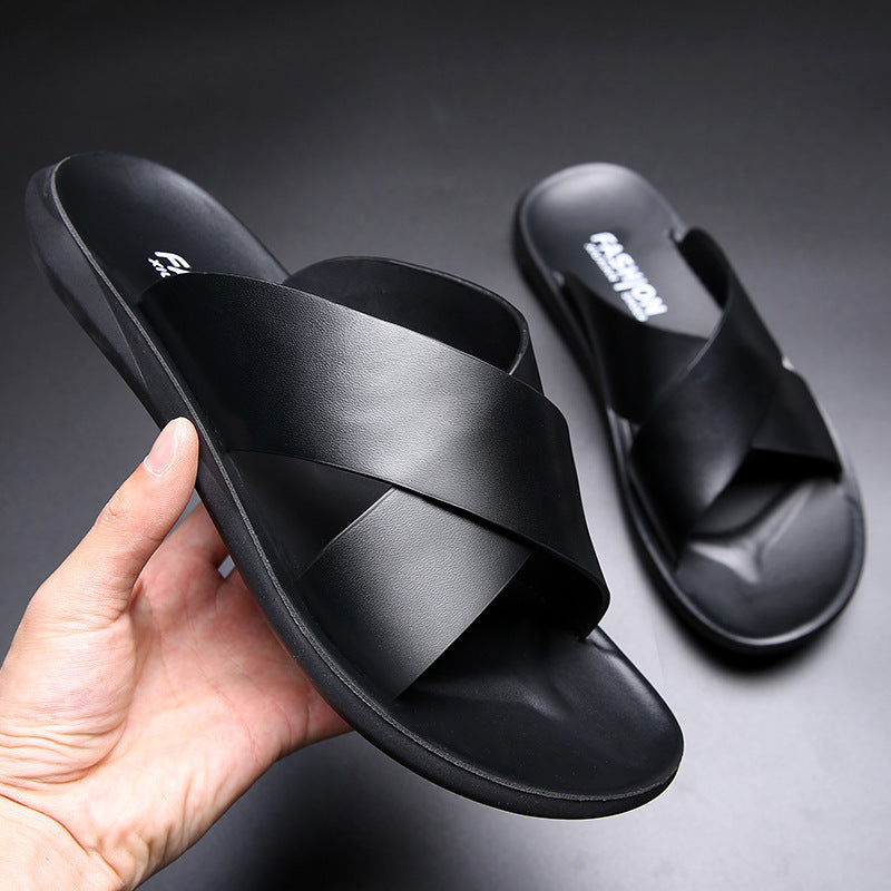 Will – Chaussons Antidérapants en Cuir Vegan Doux pour Hommes