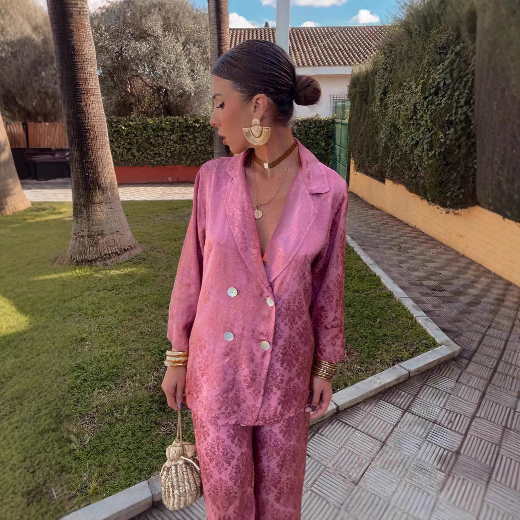 Denise – Ensemble Blazer Mode Européenne et Américaine à Jambes Larges