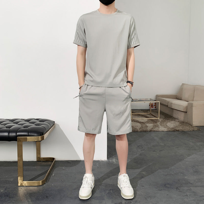 Spencer – Ensemble Sport en Soie de Glace à Manches Courtes pour Hommes