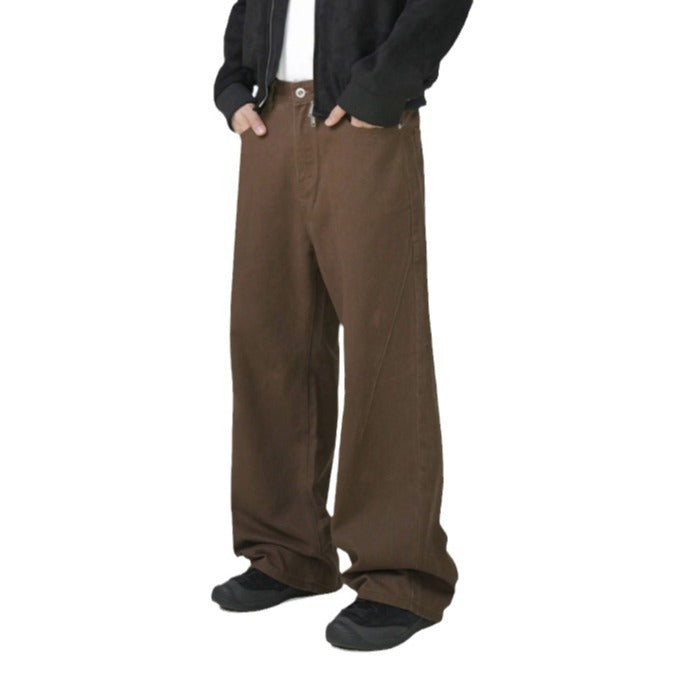 Nathaniel – Pantalon Droit Rétro Coton Marron