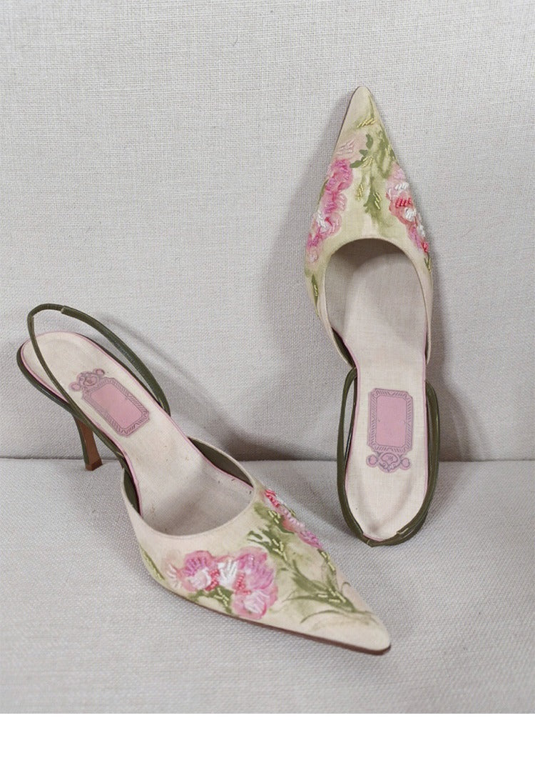 Danielle – Chaussures à Talons Aiguilles Vintage Brodées