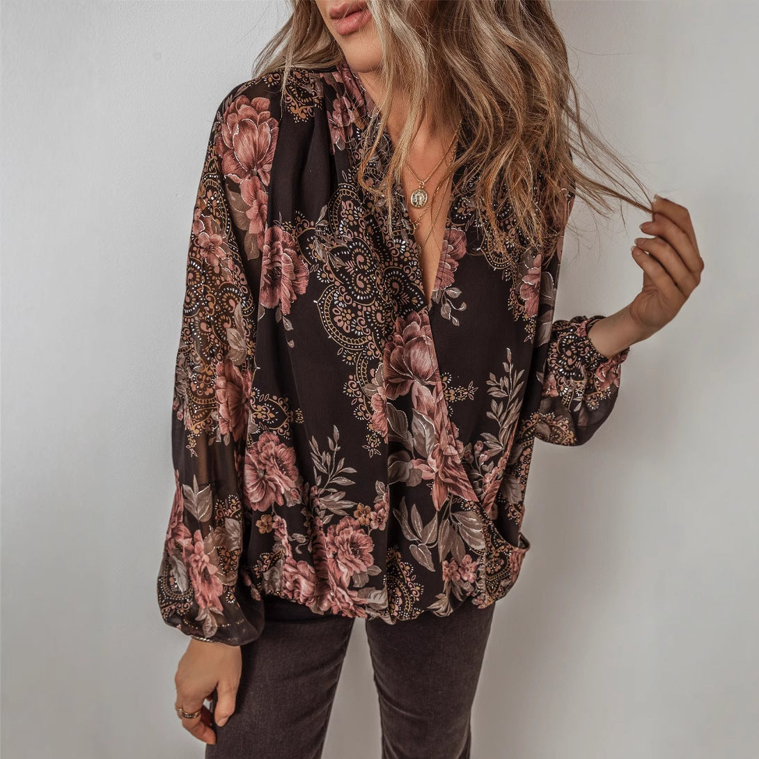 Amanda – Chemisier en Chiffon à Imprimé Floral pour Femmes
