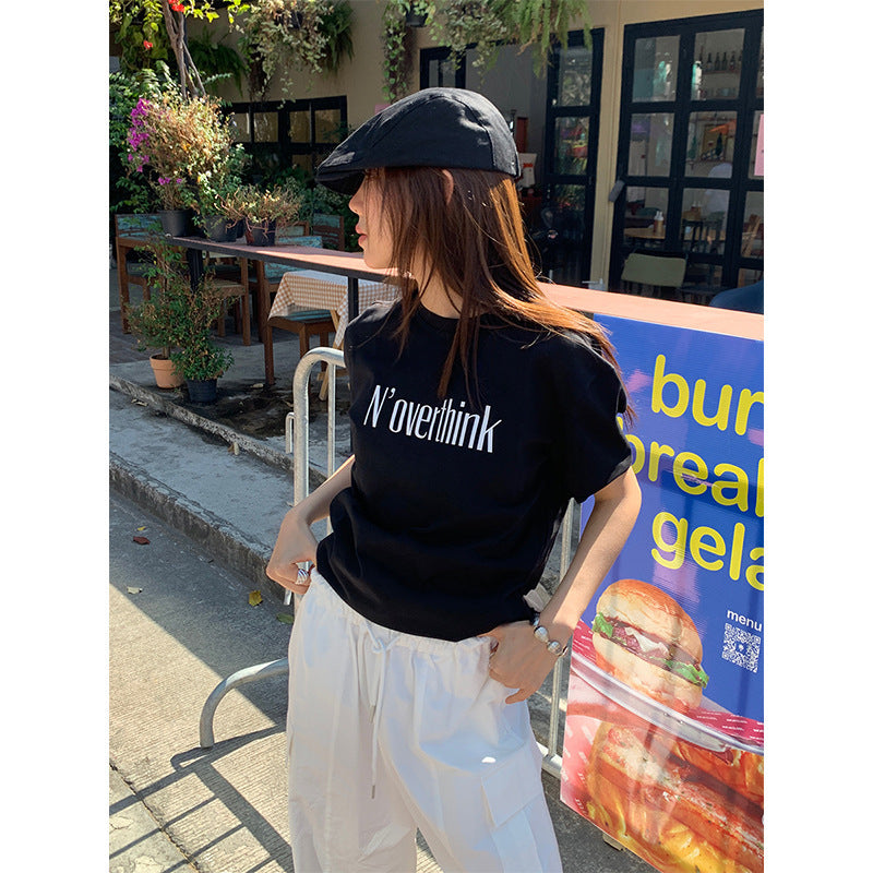 Stéphanie – T-shirt à Manches Courtes avec Imprimé Lettres