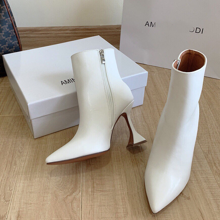 Samantha – Bottines Sexy à Talon Verre à Vin avec Fermeture Éclair