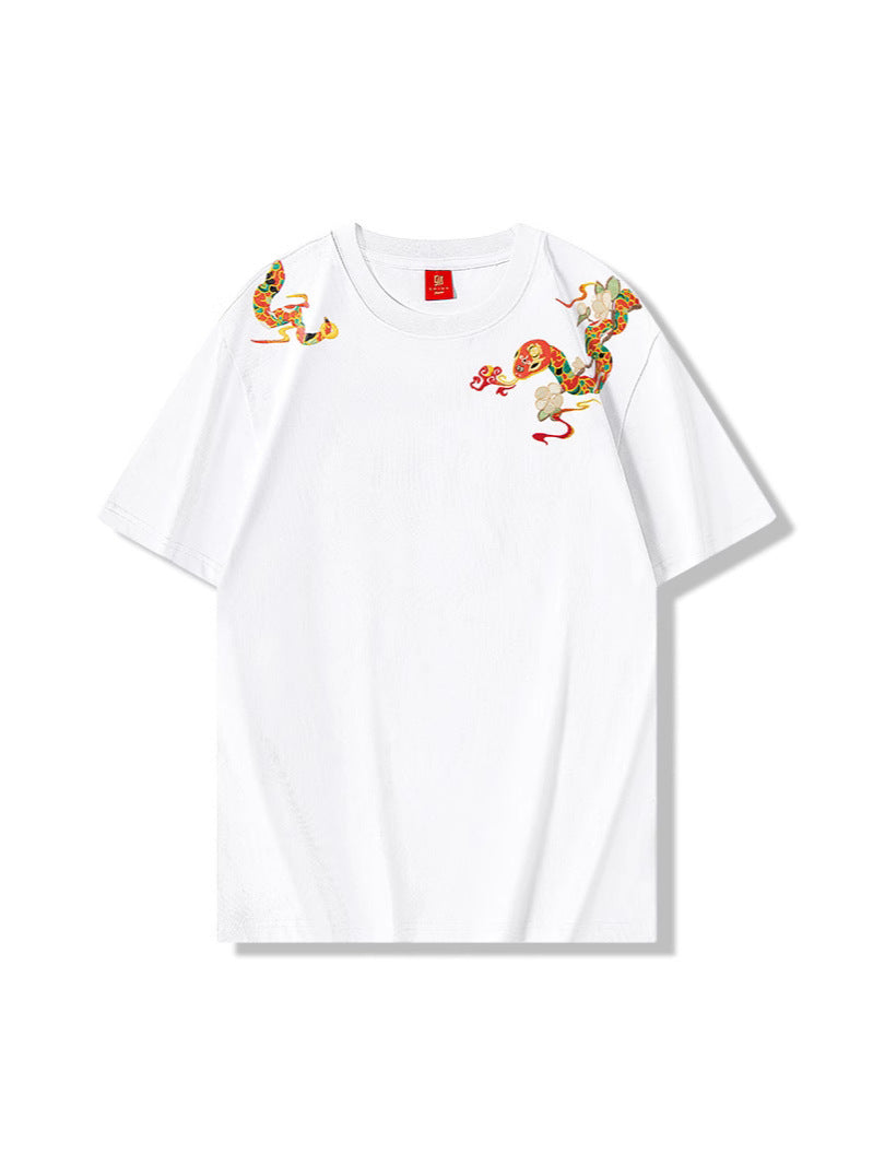 Mitchell – T-shirt Ample Brodé à Col Rond Manches Courtes