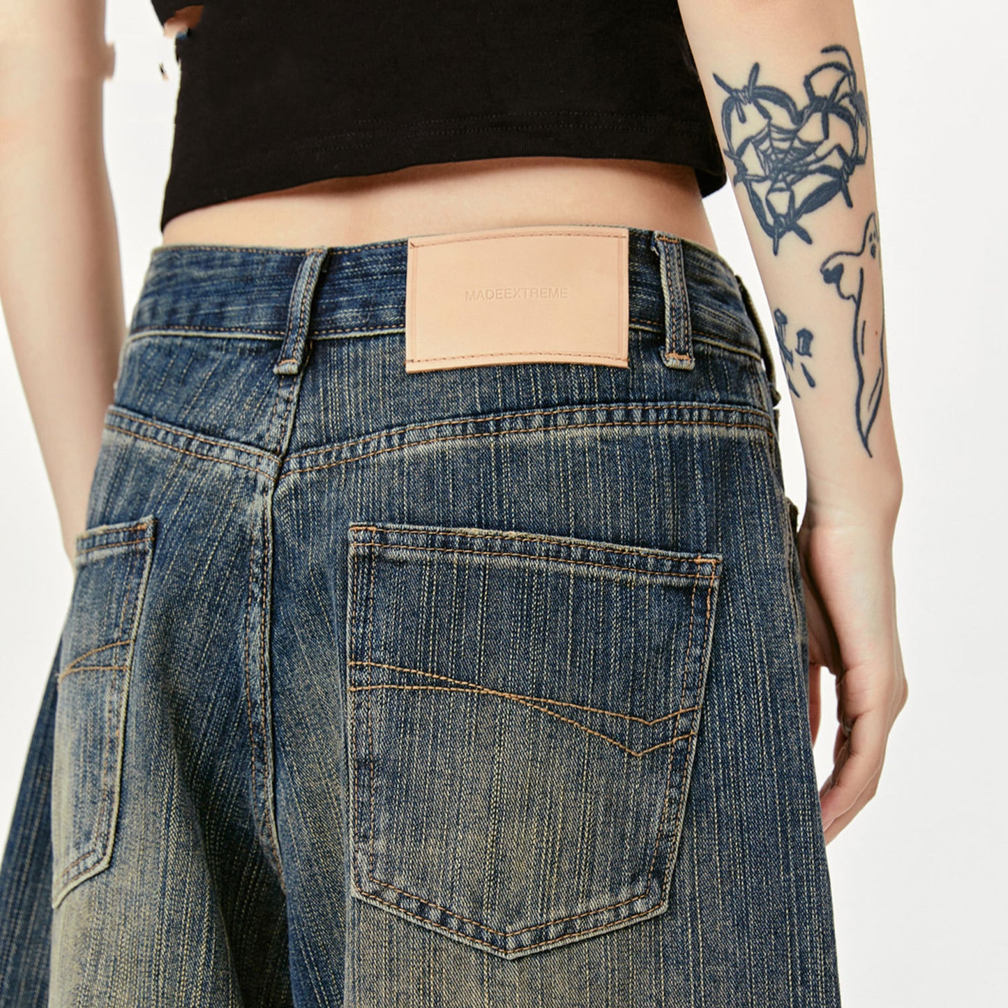 Charlotte – Jean Large Court Été Rétro Délavé Usé