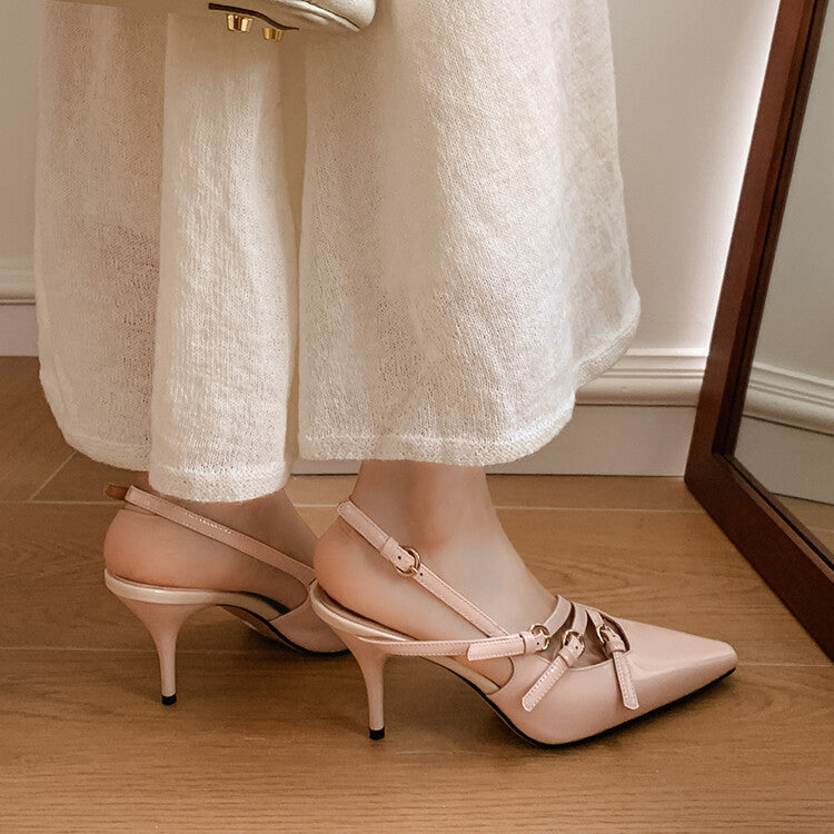 Stephanie – Escarpins Féeriques à Talons Aiguilles avec Boucle Ceinture