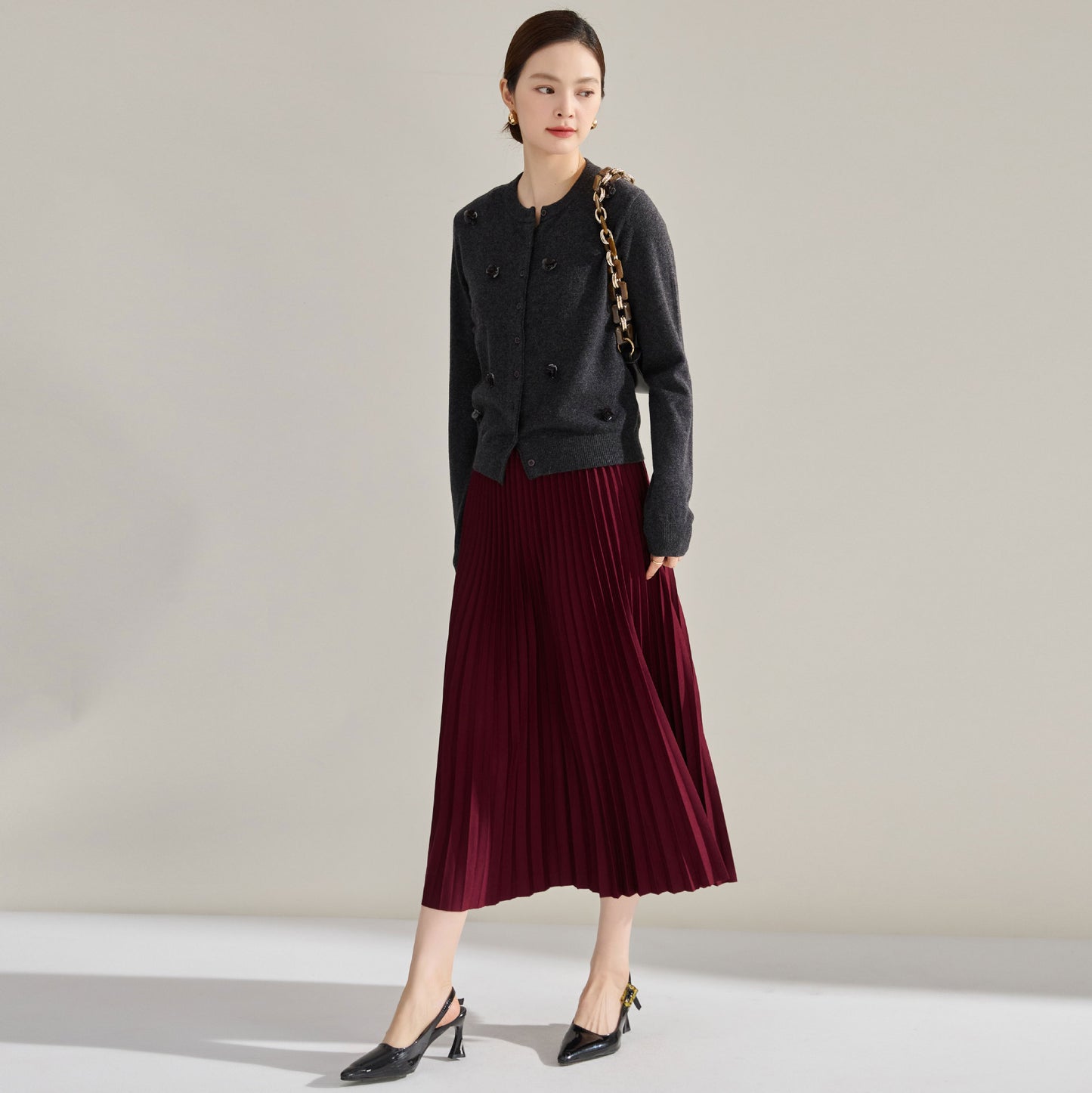 Sophie – Jupe Plissée Amincissante Taille Haute