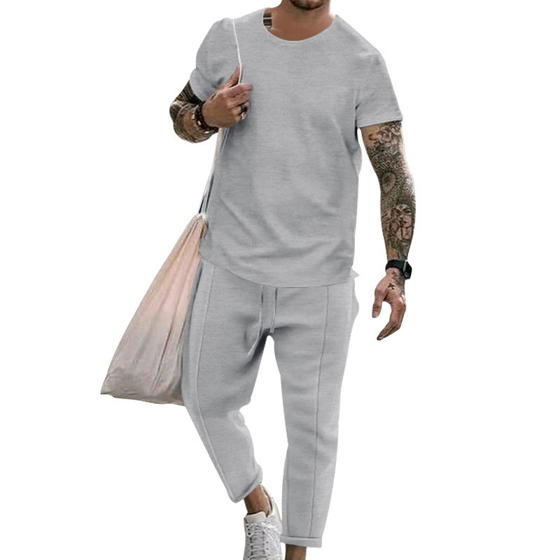 Glen – Ensemble T-shirt à Manches Courtes et Pantalons de Mode Décontractés pour Hommes