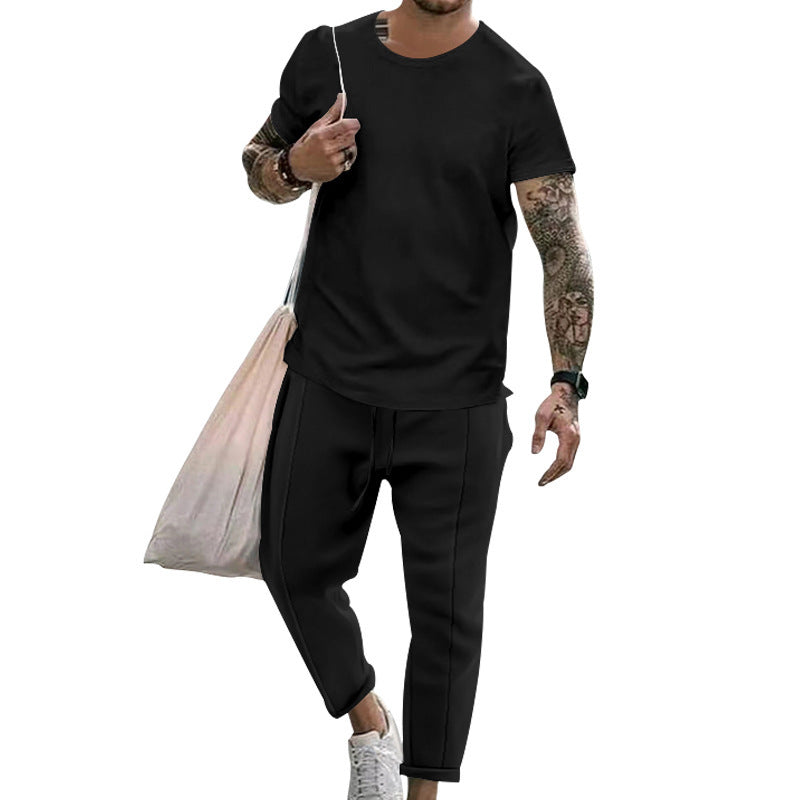 Glen – Ensemble T-shirt à Manches Courtes et Pantalons de Mode Décontractés pour Hommes
