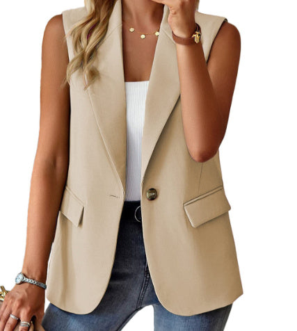 Esme – Gilet de Costume Sans Manches au Tempérament Ample