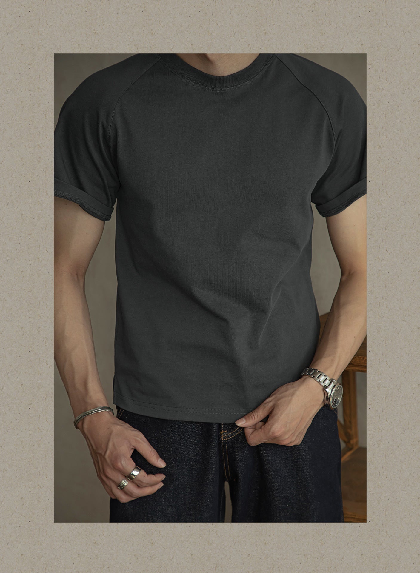 Brett – T-shirt rond en coton épais