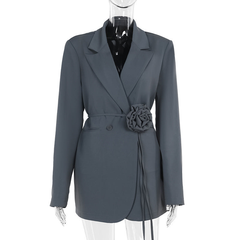 Karen – Veste de costume slim-fit à fleurs tridimensionnelles