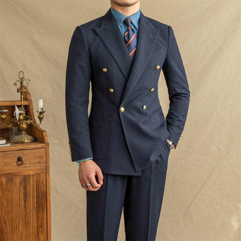 Brendan – Veste à double boutonnage en seersucker respirant