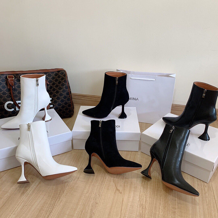 Samantha – Bottines Sexy à Talon Verre à Vin avec Fermeture Éclair
