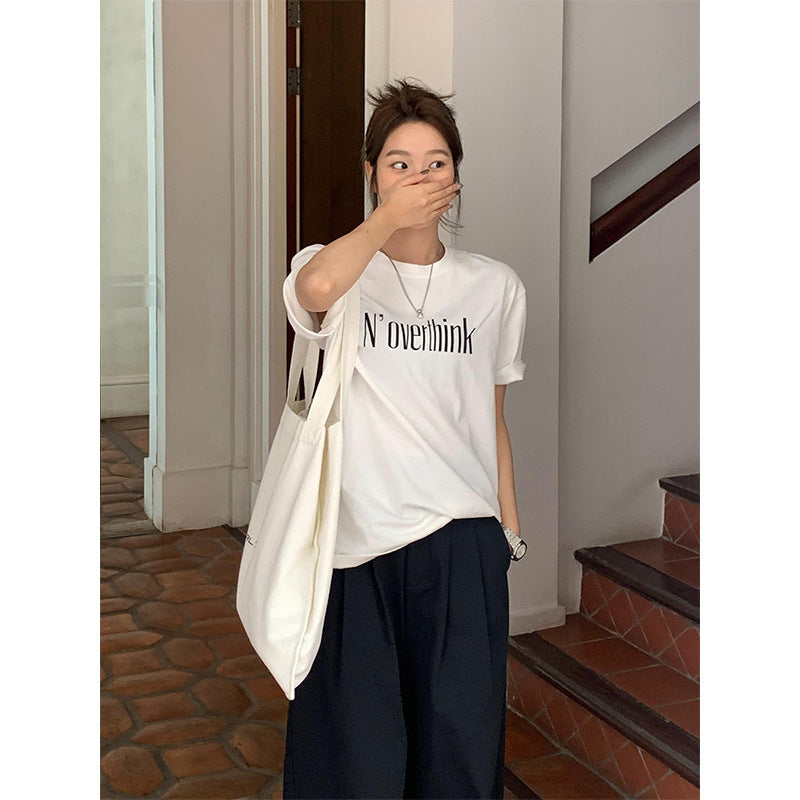 Stéphanie – T-shirt à Manches Courtes avec Imprimé Lettres