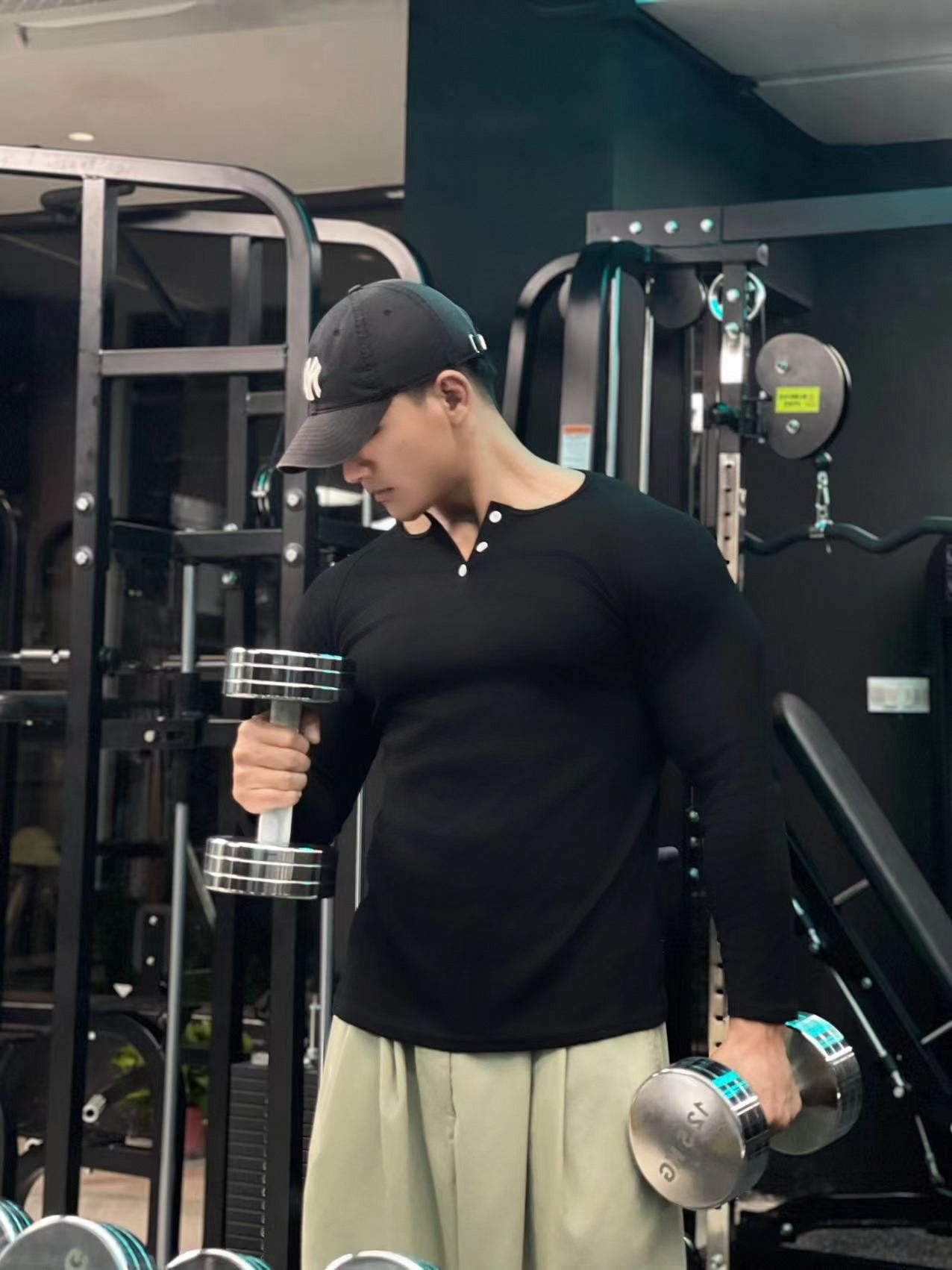Guy – T-shirt de sport avec col Henry