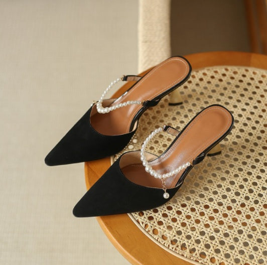 Audrey – Sandales à Talons Hauts avec Chaîne en Perles