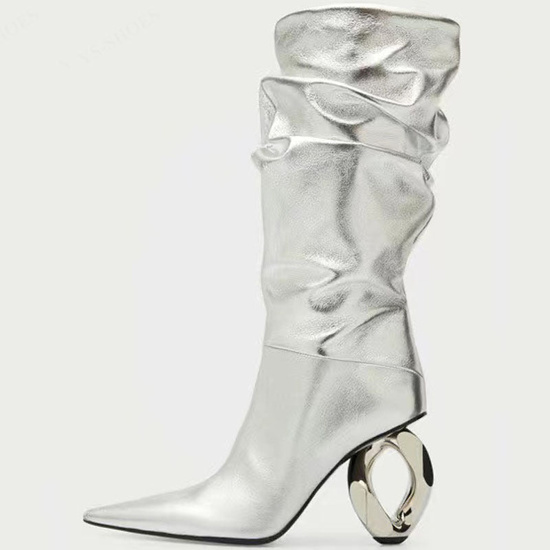 Claire – Bottes Mi-hautes Sexy à Talons Épais