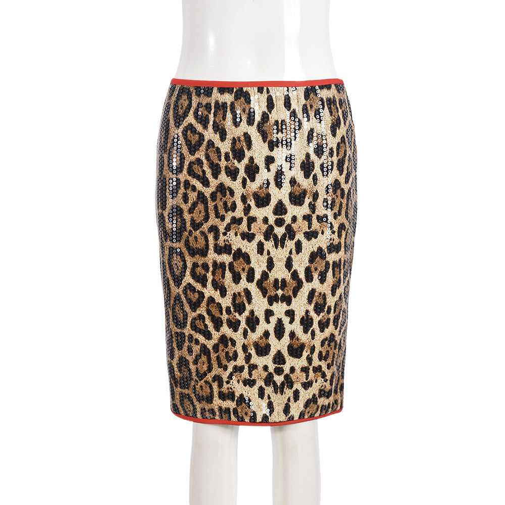 Charlotte – Jupe Courte à Sequins Léopard