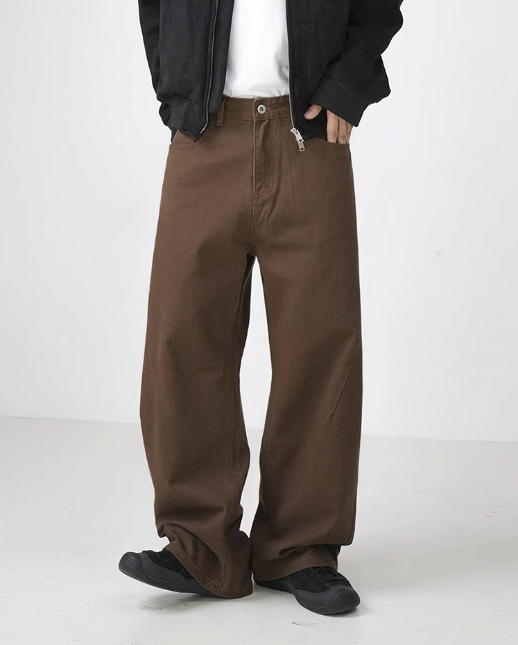 Nathaniel – Pantalon Droit Rétro Coton Marron