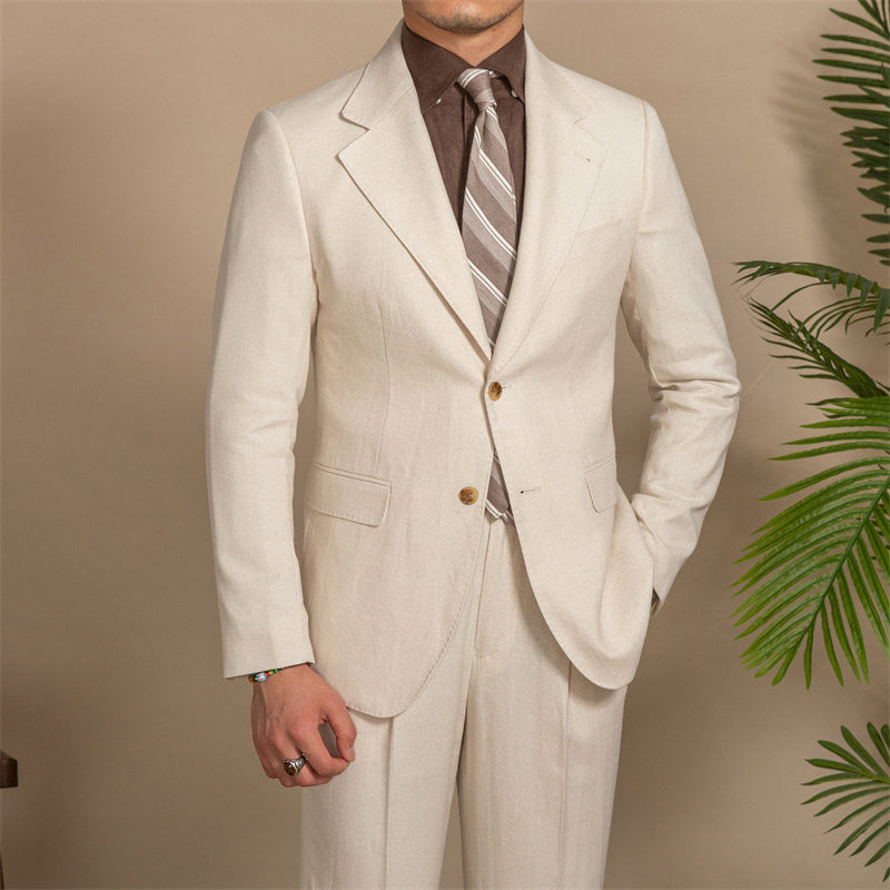 Leon – Costume Slim Fit Demi Doublure Texture Chanvre