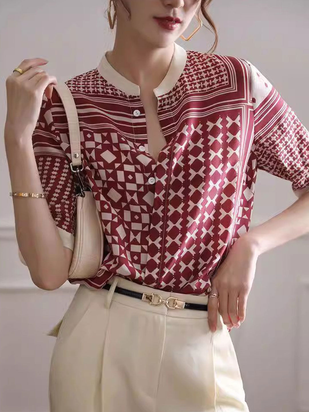 Jenny – Chemise Rétro à Carreaux et Rayures