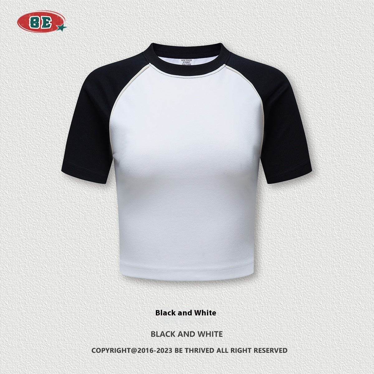 Susan – T-shirt Court Rétro Femme avec Manches Raglan Contrastées