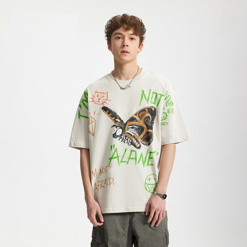 Charlie – T-shirt Graffiti Imprimé Ample à Manches Courtes